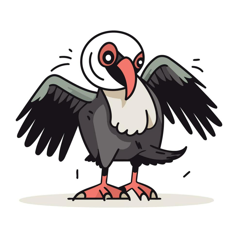 Vector illustration of a vulture on a white background. Cartoon style.