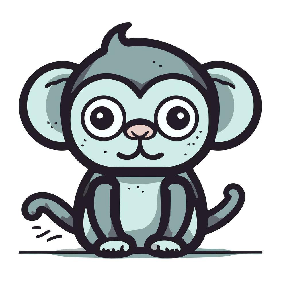 Cute cartoon monkey. Vector illustration isolated on a white background.