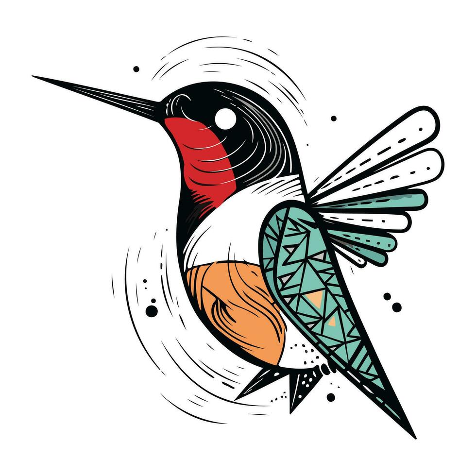 mano dibujado vector ilustración de colibrí aislado en blanco antecedentes.