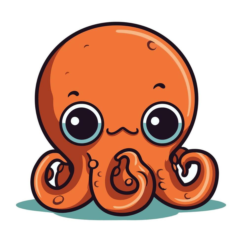 Cute cartoon octopus. Vector illustration isolated on white background.