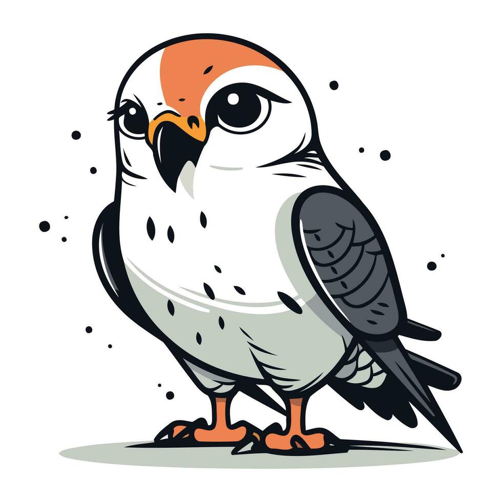 Vector illustration of a cute kestrel on a white background.