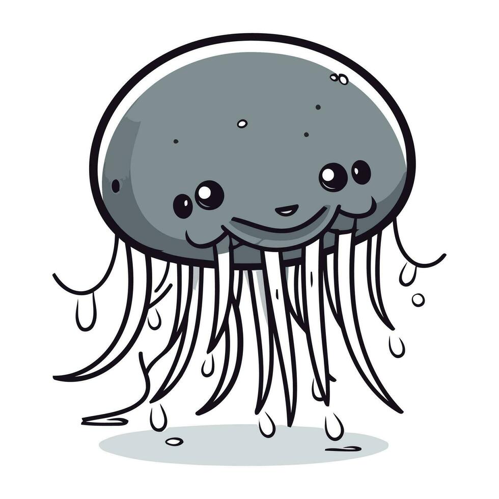 Jellyfish cartoon character. Vector illustration of a cute jellyfish.