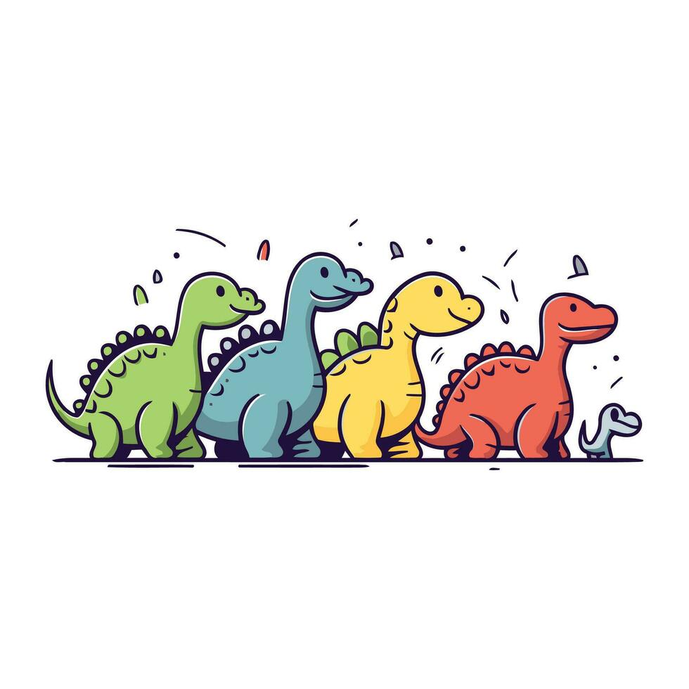 Cute dinosaurs. Vector illustration in cartoon style. Isolated on white background