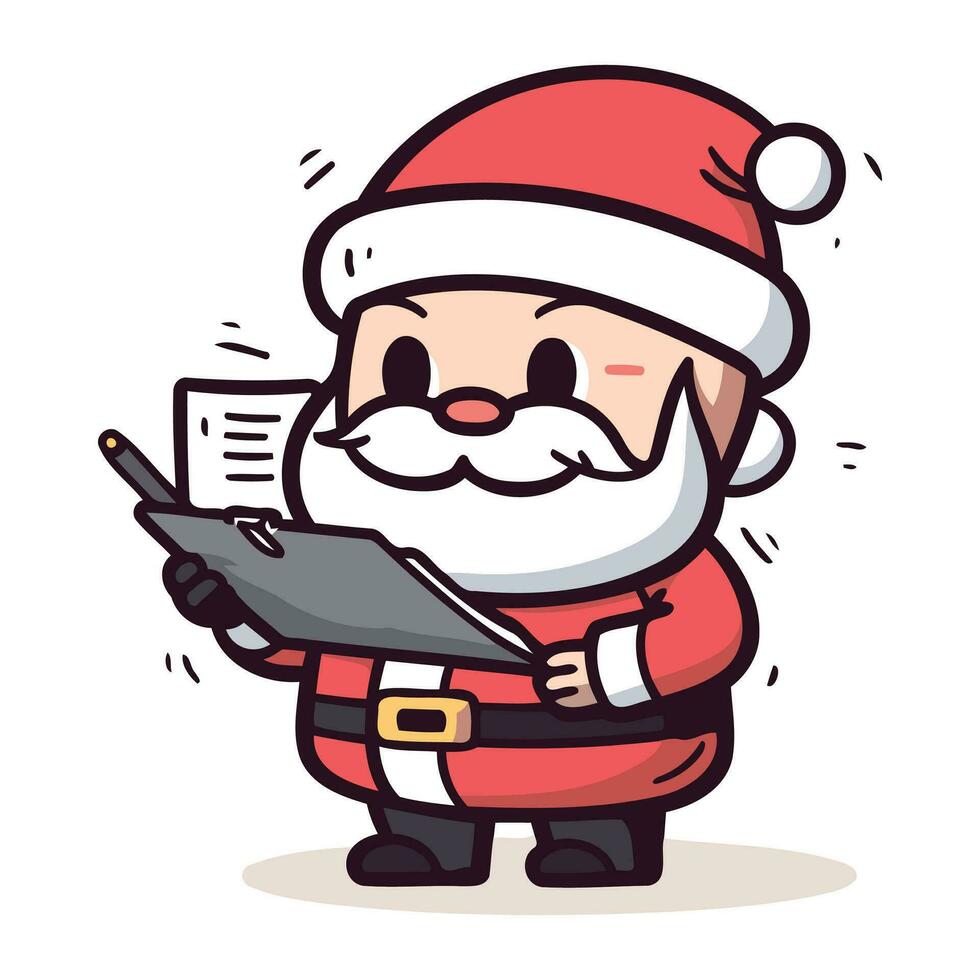 Santa Claus writing letter   Cute Cartoon Santa Claus Vector Illustration