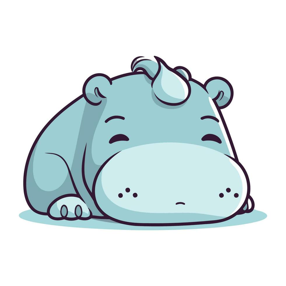 Cute hippopotamus isolated on white background. Vector illustration.