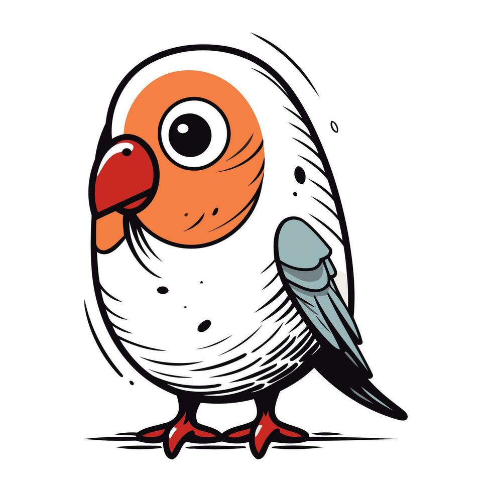 Illustration of a cute parrot on a white background. Vector illustration