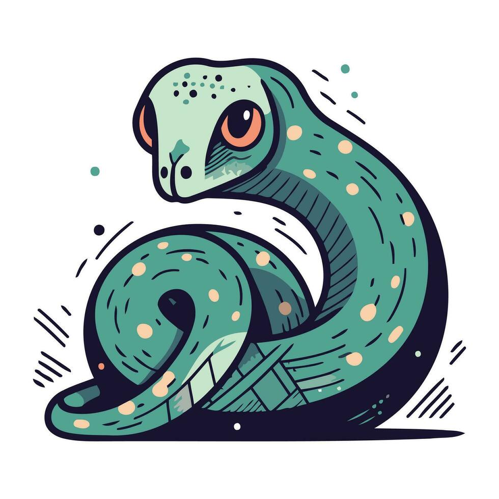 linda dibujos animados serpiente. vector ilustración aislado en un blanco antecedentes.