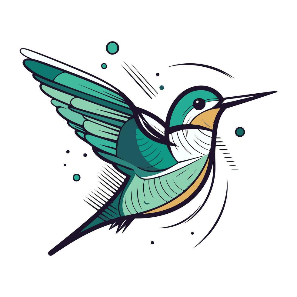 Vector illustration of a hummingbird isolated on white background. Hand drawn style.