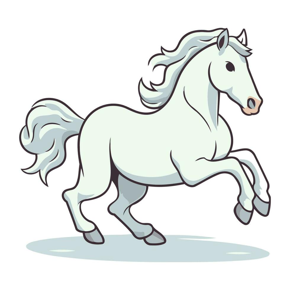 corriendo blanco caballo aislado en blanco antecedentes. vector ilustración. eps 10