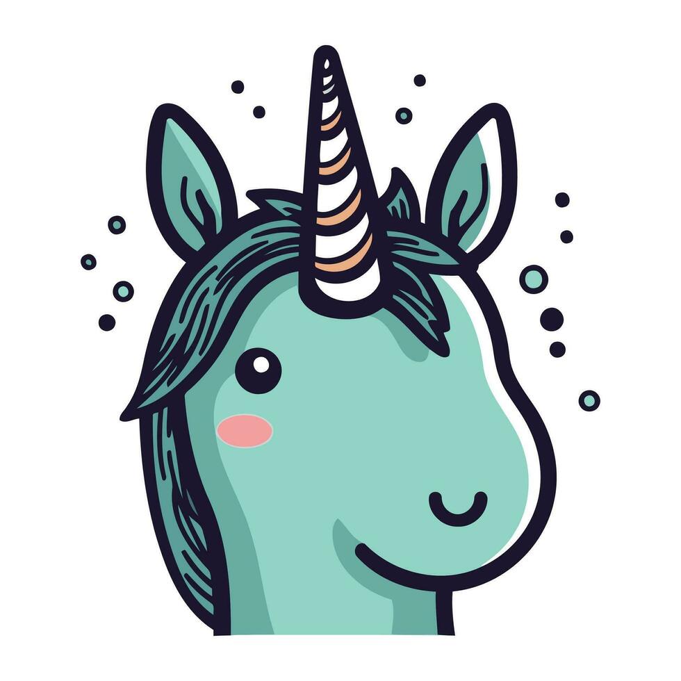 linda dibujos animados unicornio. vector ilustración. aislado en blanco antecedentes.