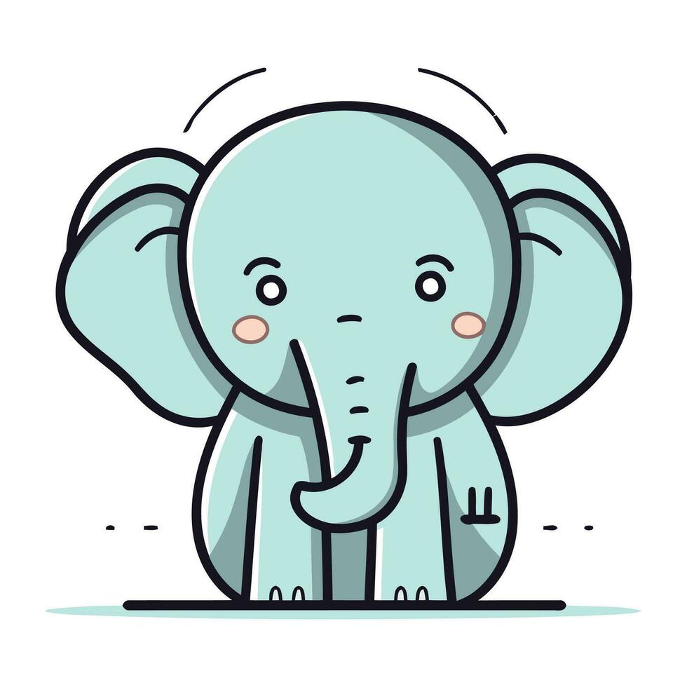 Cute Cartoon Elephant Character Vector Illustration. Cute Animal Character