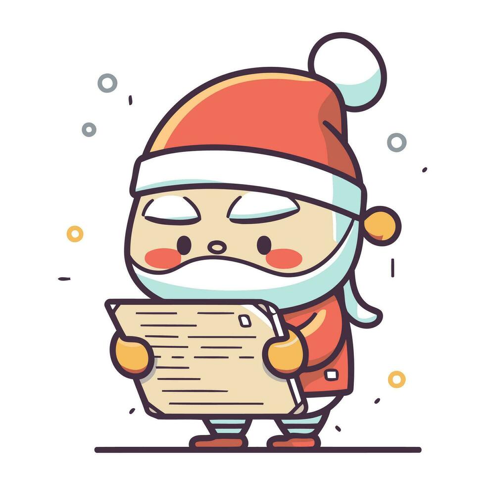 Cute santa claus character. Vector illustration in line style.