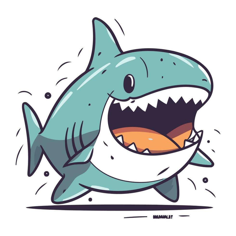 Shark cartoon character. Vector illustration of a funny shark character.