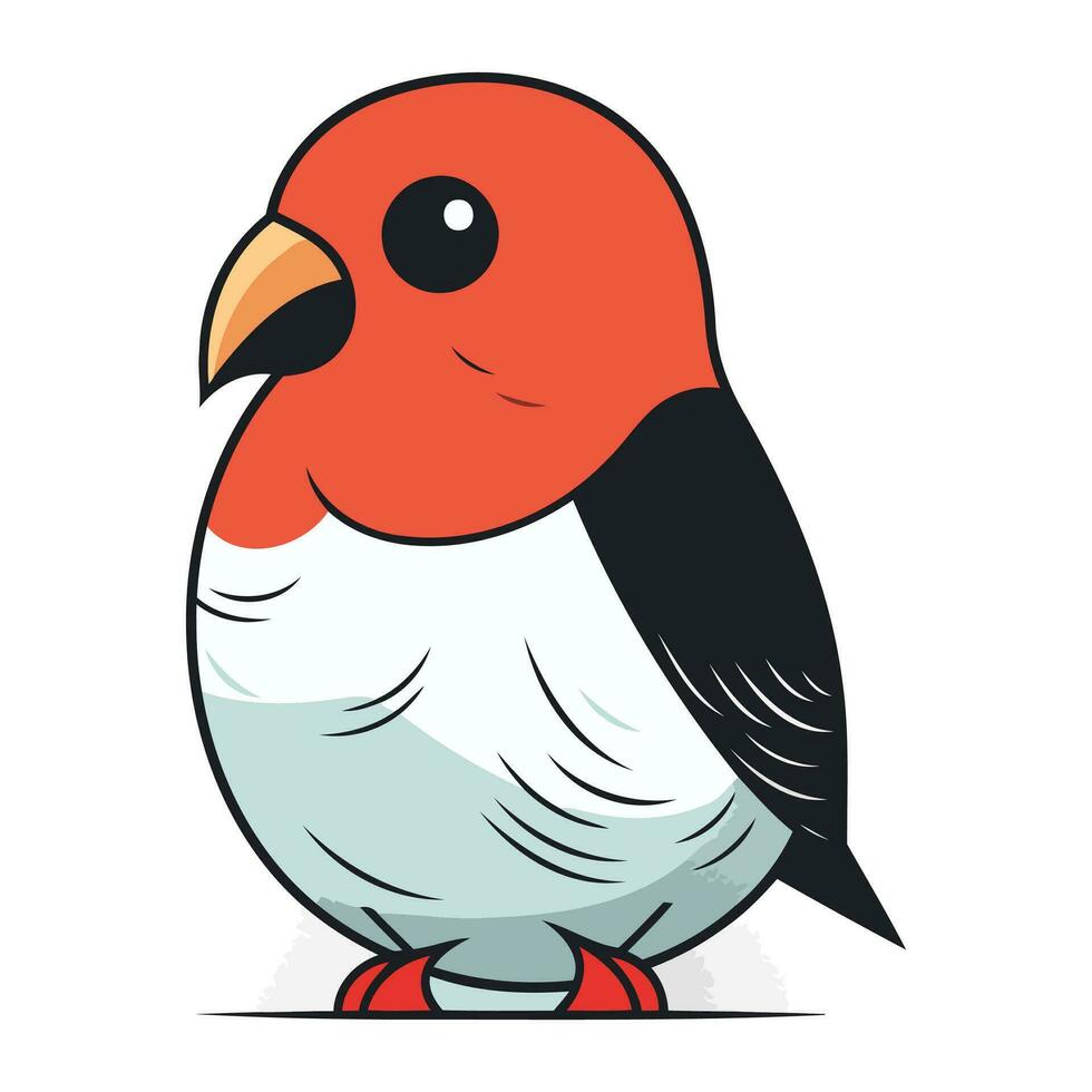 Vector illustration of a cute little red bird isolated on white background.