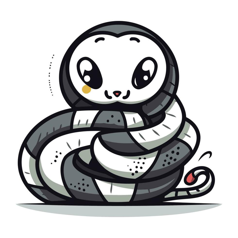 Cute cartoon snake. Vector illustration isolated on a white background.