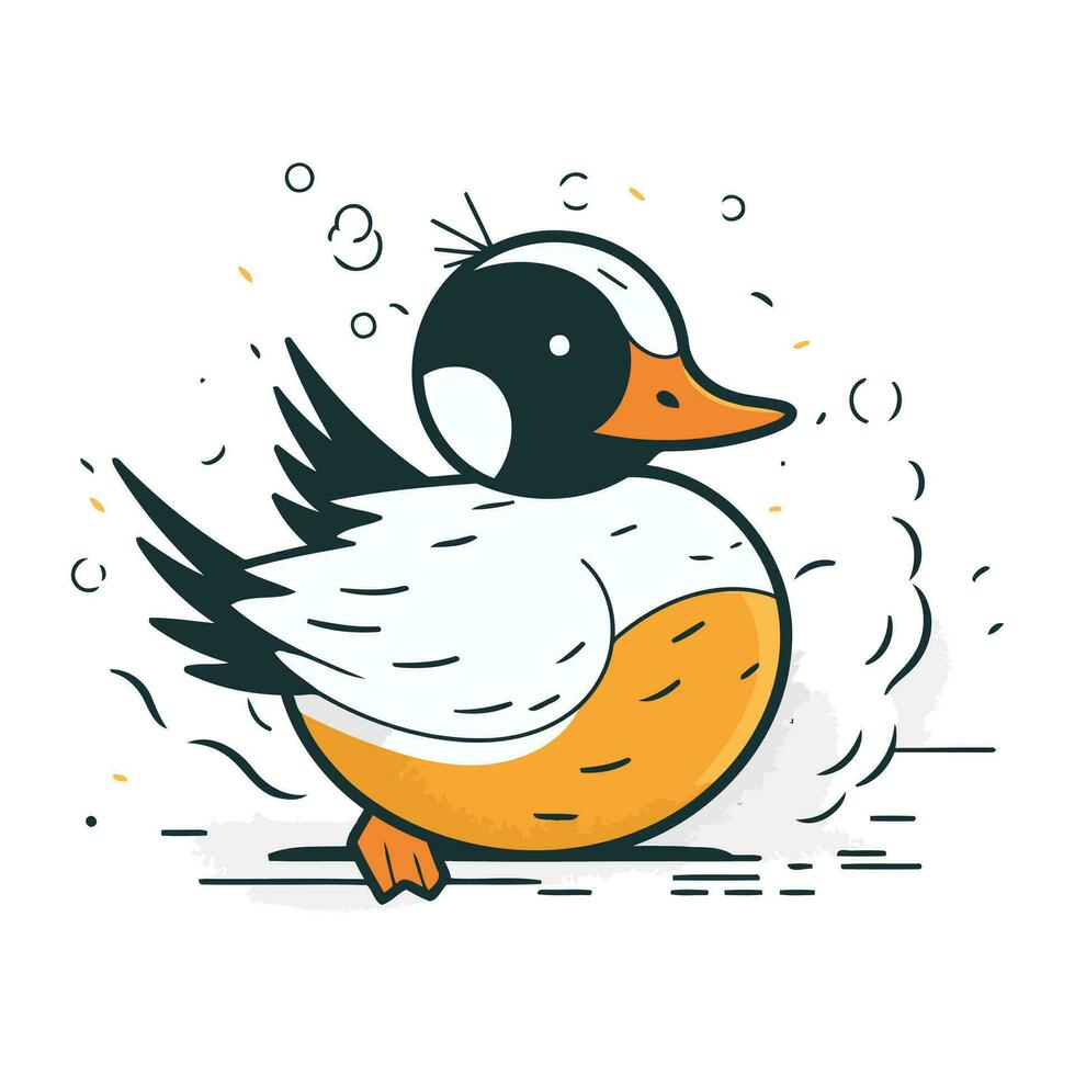 Vector illustration of a cute cartoon duck. Isolated on white background.