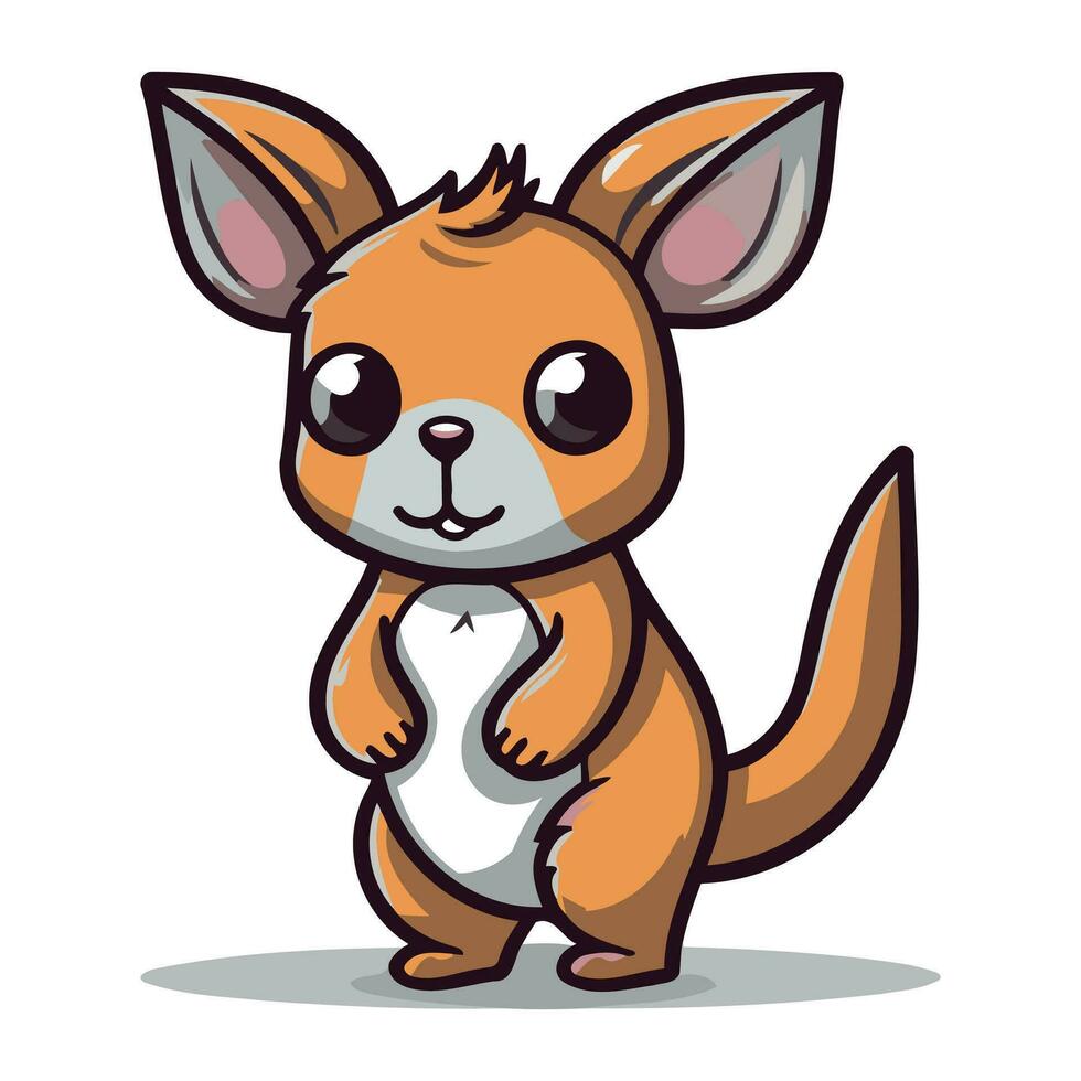 Kangaroo cartoon character. Vector illustration of cute kangaroo.