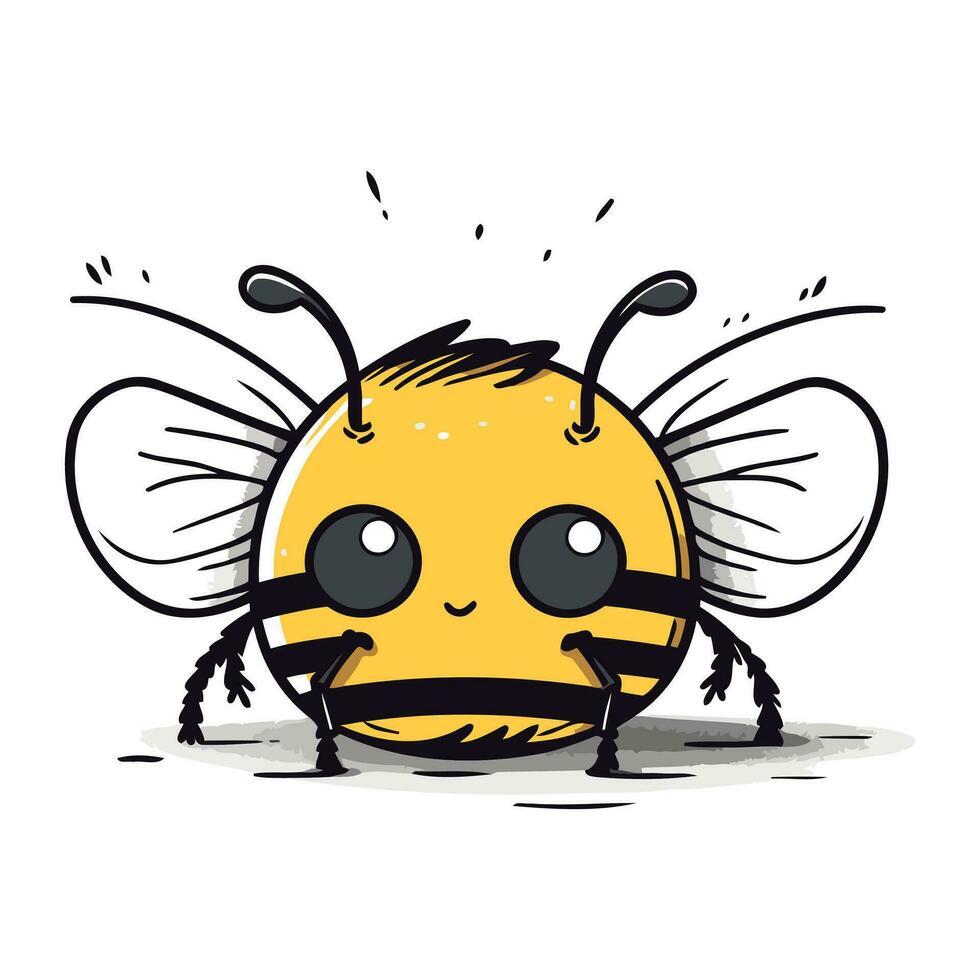 linda dibujos animados abeja. vector ilustración aislado en un blanco antecedentes.