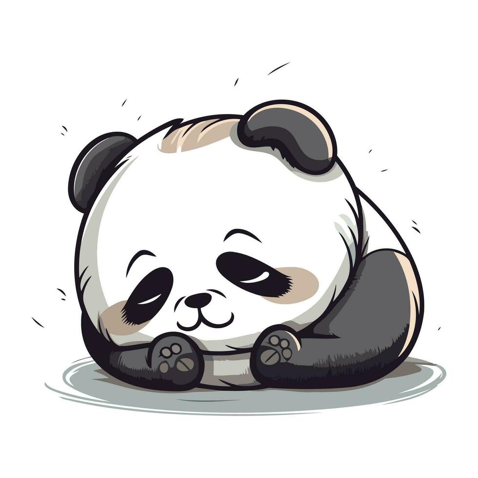 Panda bear sleeping. Cute cartoon character. Vector illustration.