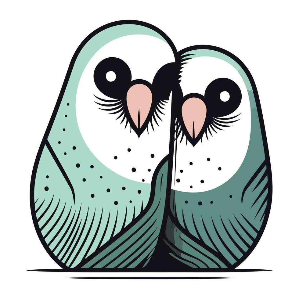 Owls in love. Vector illustration of two owls.