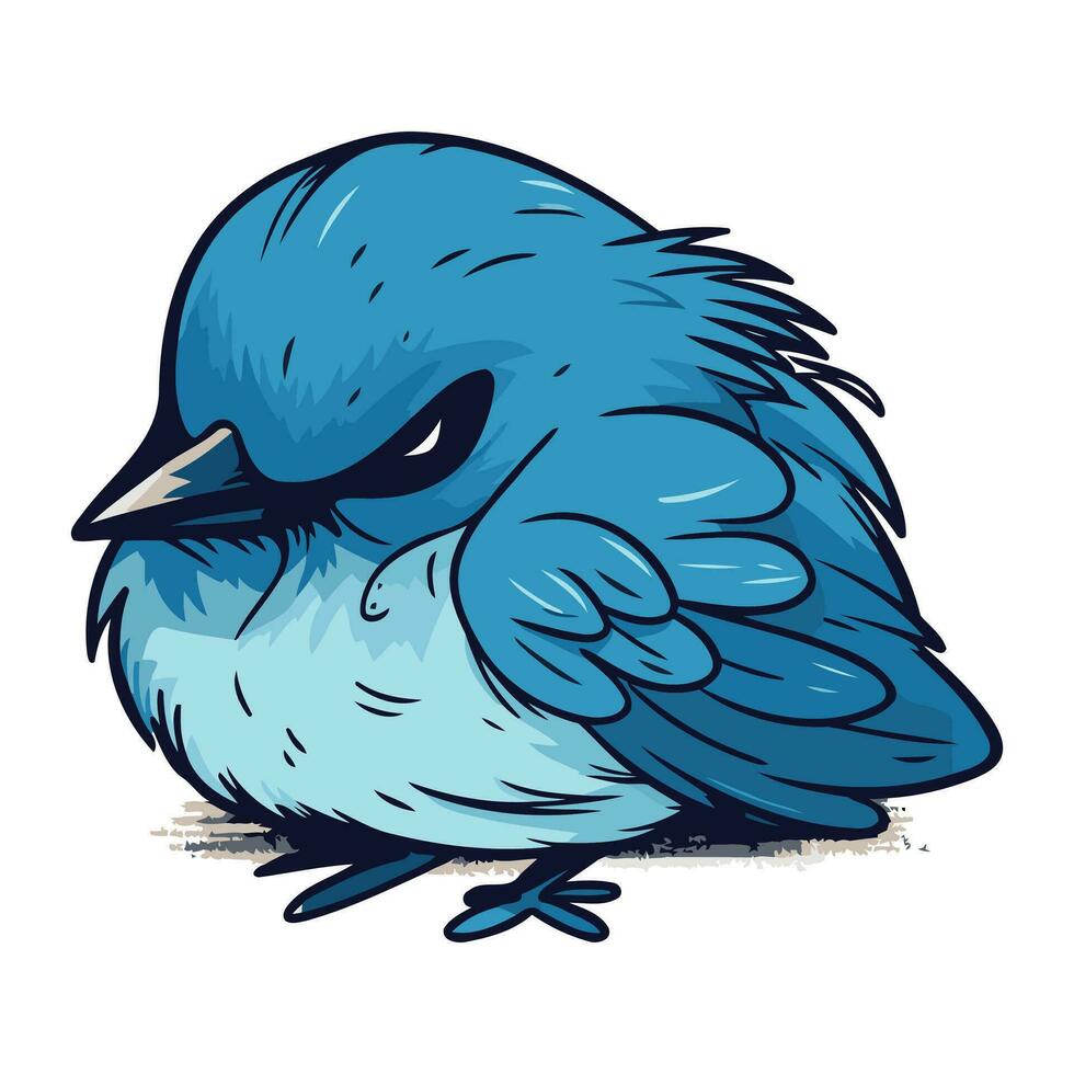 ilustración de un azul pájaro. aislado en un blanco antecedentes. vector
