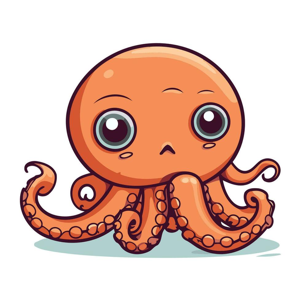 Cute cartoon octopus isolated on white background. Vector illustration.