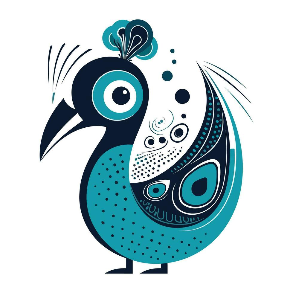 vector ilustración de un pavo real en el formar de un tatuaje.