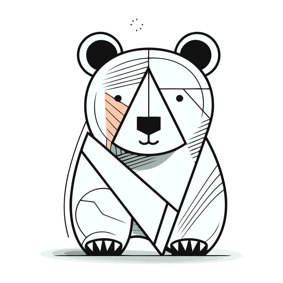 Vector illustration of a cute cartoon bear sitting on a white background.