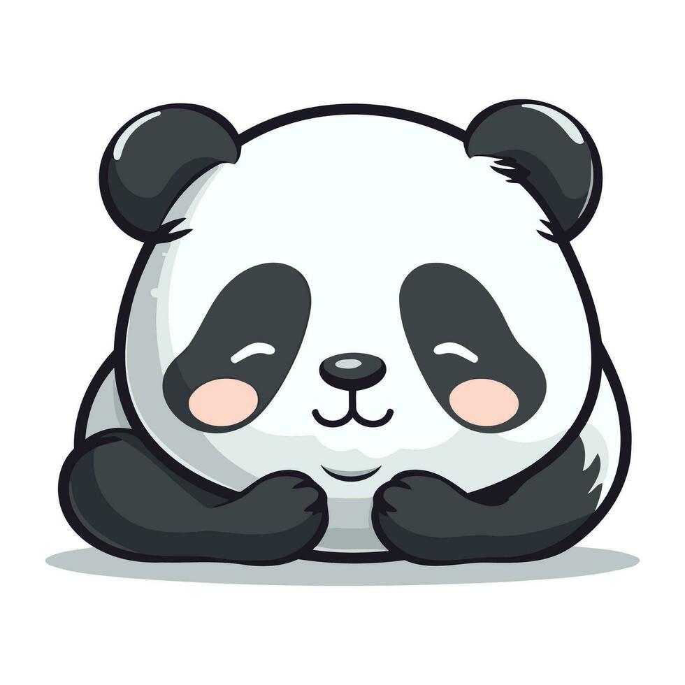 Cute panda cartoon isolated on white background. Vector illustration.