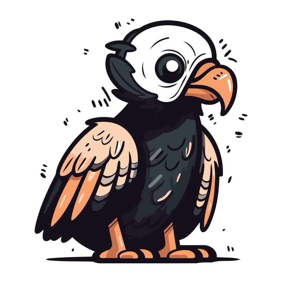 Cute cartoon crow. Vector illustration isolated on a white background.