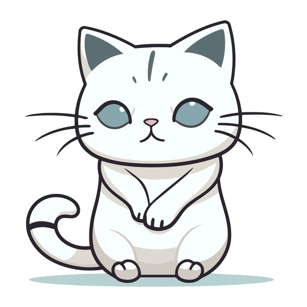 Cute cartoon cat. Vector illustration isolated on a white background.