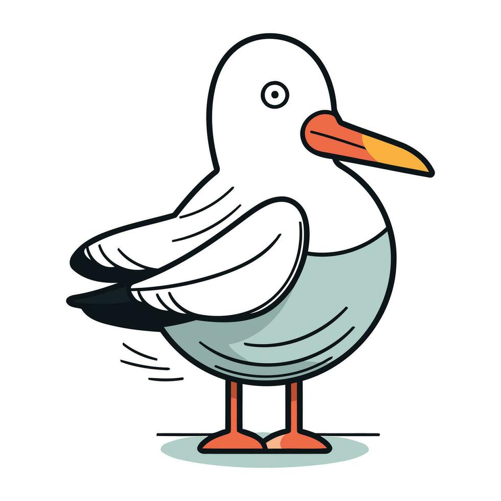 Seagull cartoon. Vector illustration. Isolated on white background.