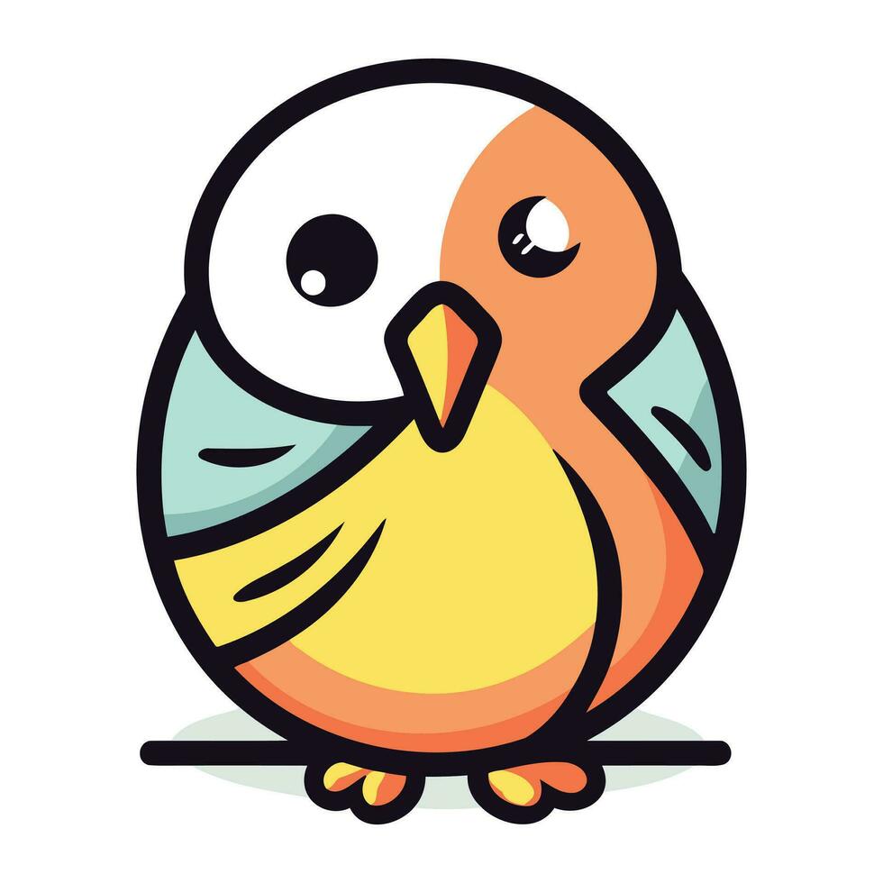 Vector illustration of cute cartoon bird. Isolated on white background.