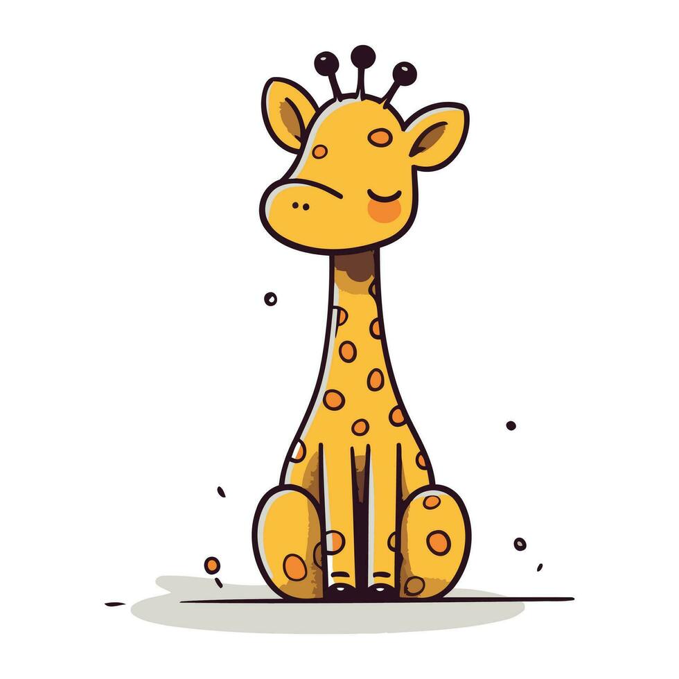 Cute cartoon giraffe. Vector illustration isolated on white background.