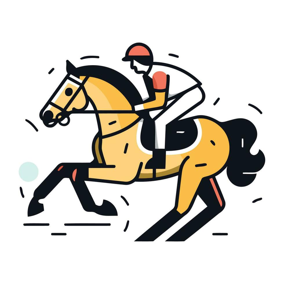 caballo carrera. jockey en caballo. vector ilustración en plano estilo