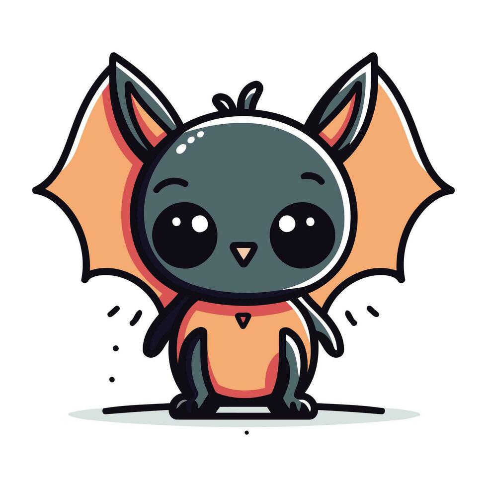 Cute little bat. Vector illustration. Isolated on white background.