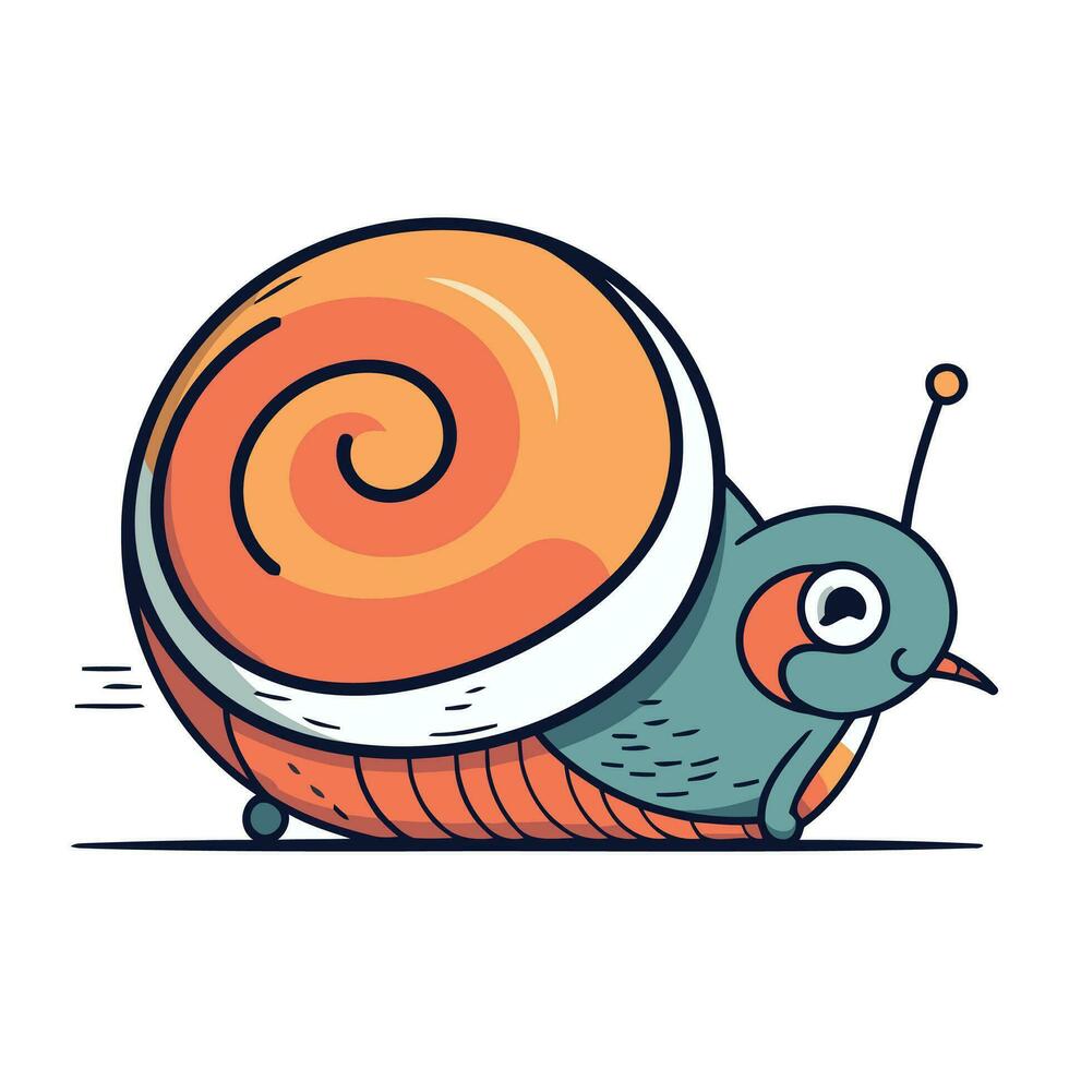 Cartoon snail. Vector illustration in a flat style. Isolated on white background.