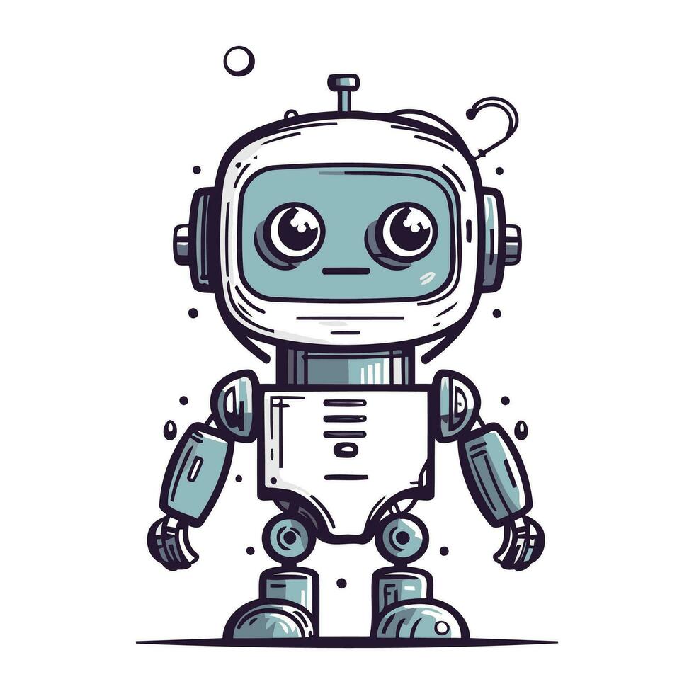 Cute cartoon robot. Vector illustration of a funny robot with eyes.