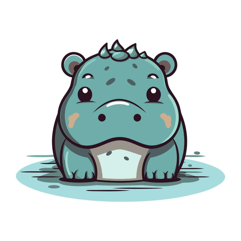 Cute hippopotamus vector illustration. Isolated on white background.