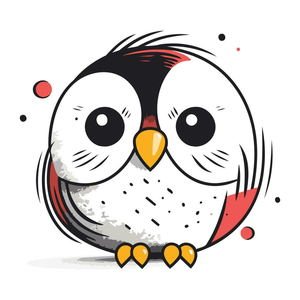 Vector illustration of cute cartoon owl. Isolated on white background.