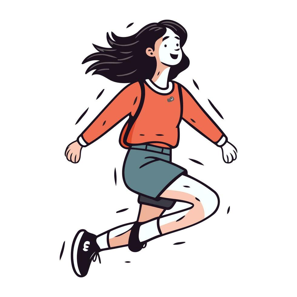 corriendo mujer. vector ilustración en garabatear estilo. aislado en blanco antecedentes.