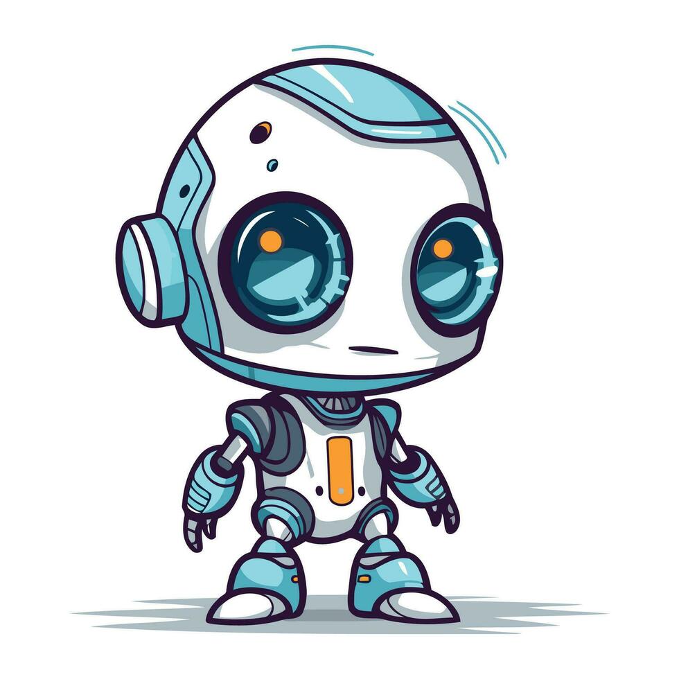 Cute cartoon robot. Vector illustration isolated on a white background.