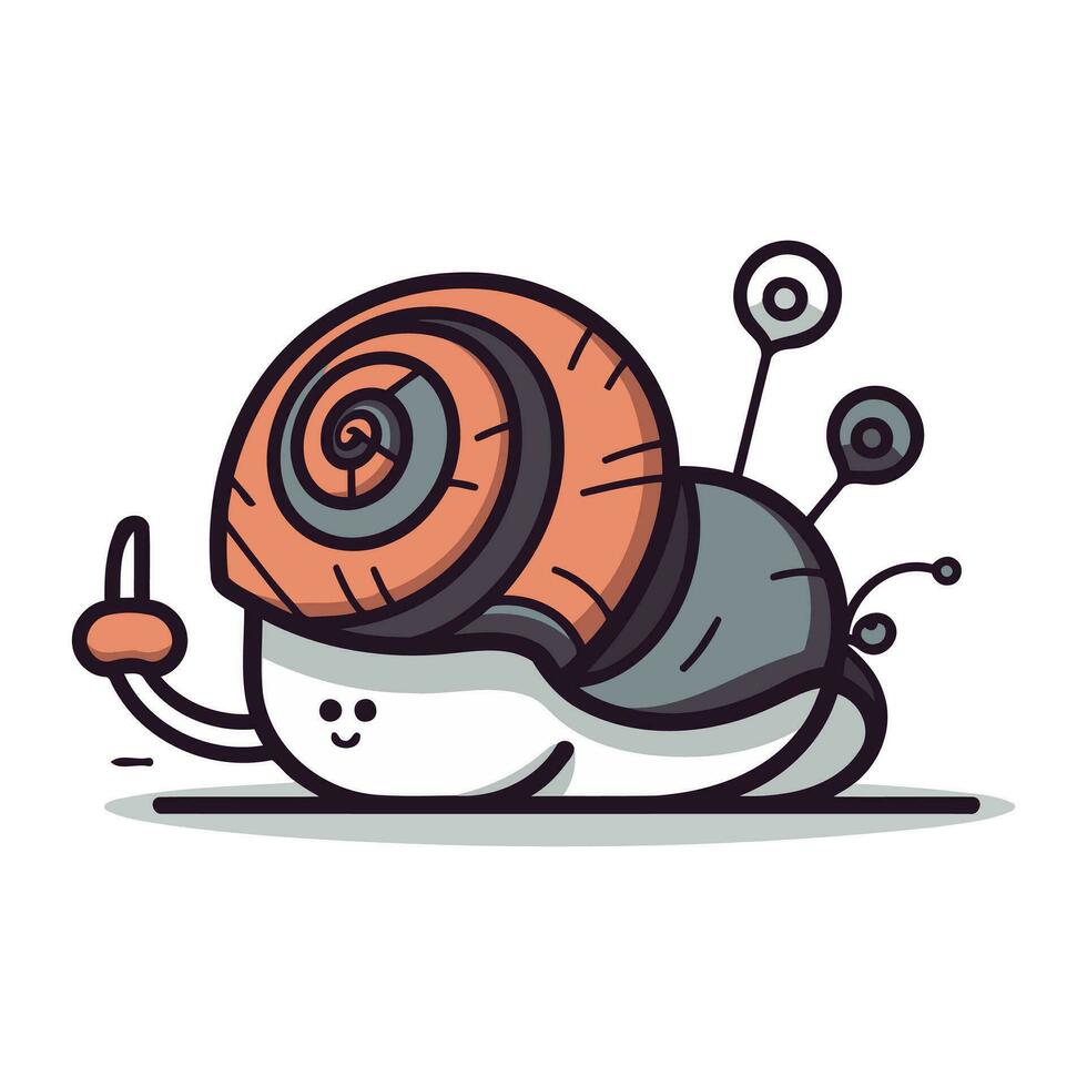 caracol dibujos animados mascota personaje con pulgares arriba. vector