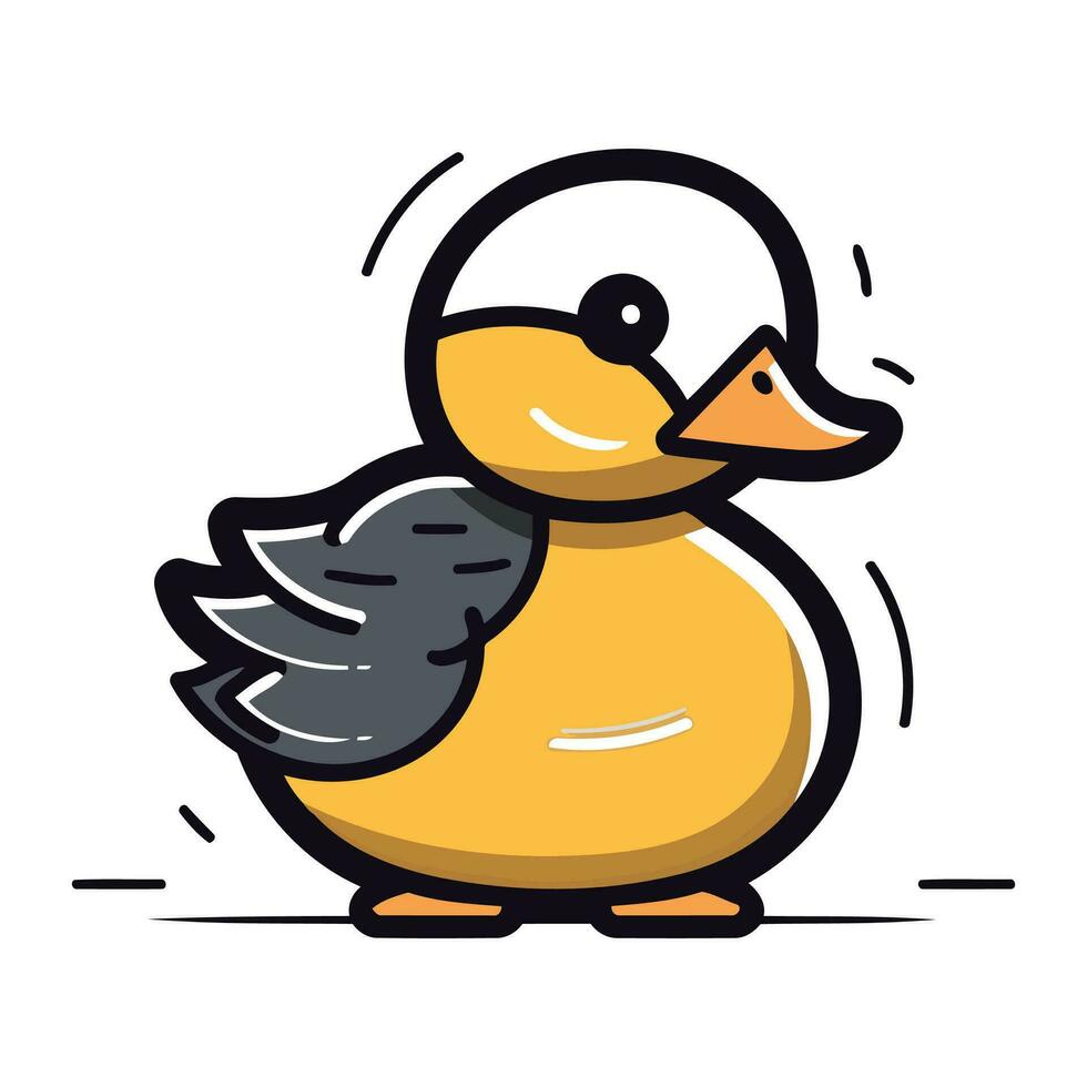 Cute cartoon duck isolated on a white background. Vector illustration.