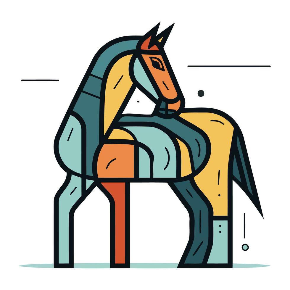 vector ilustración de un caballo en un plano estilo. línea Arte.