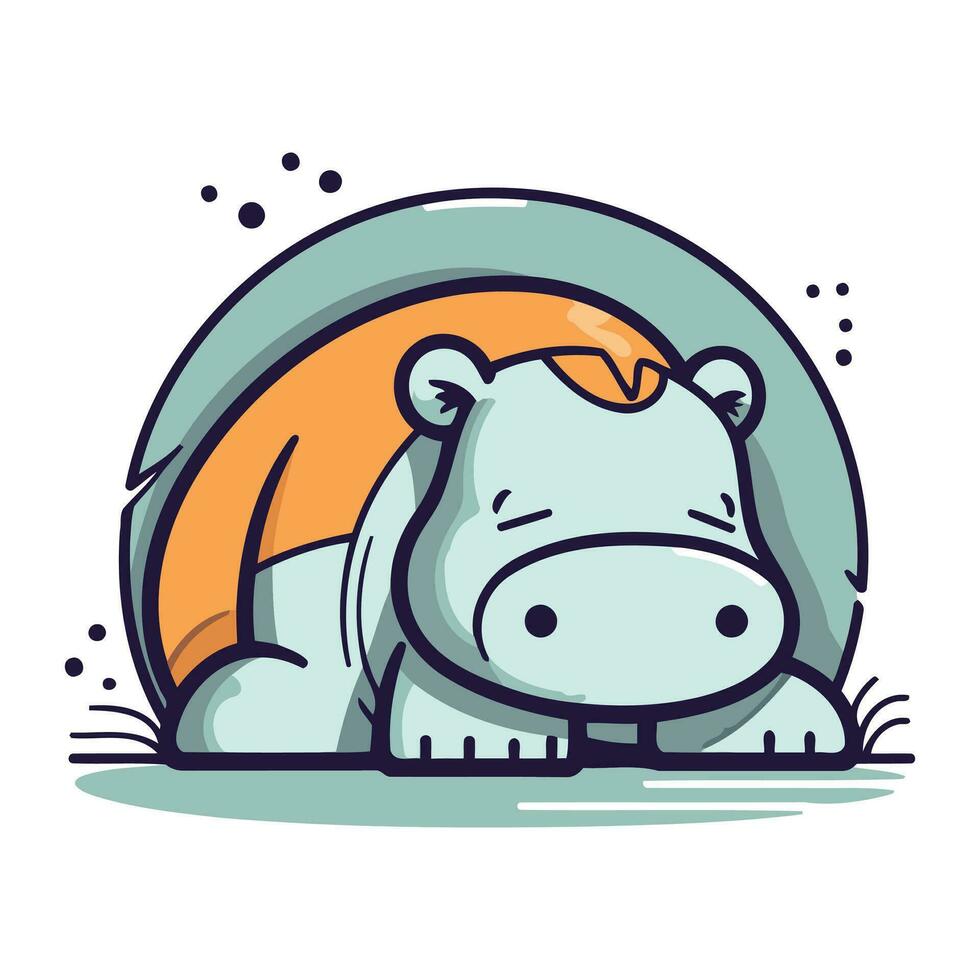 Hippopotamus icon. Cute cartoon hippo. Vector illustration