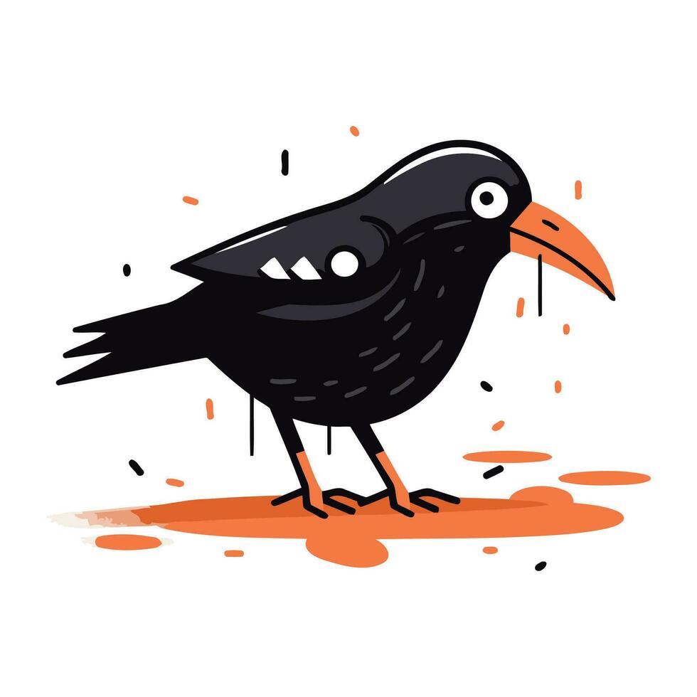 Cute crow vector illustration. Isolated on a white background.