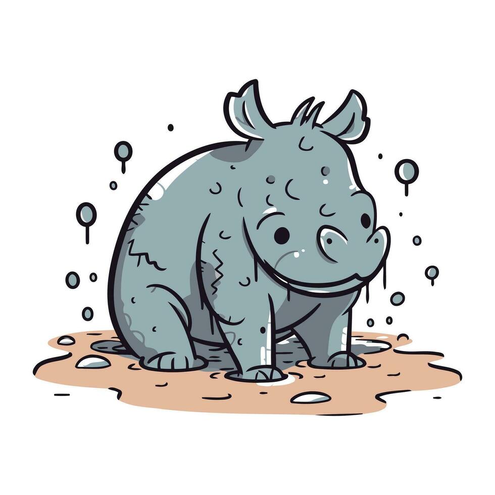 linda rinoceronte. vector ilustración en un blanco antecedentes.