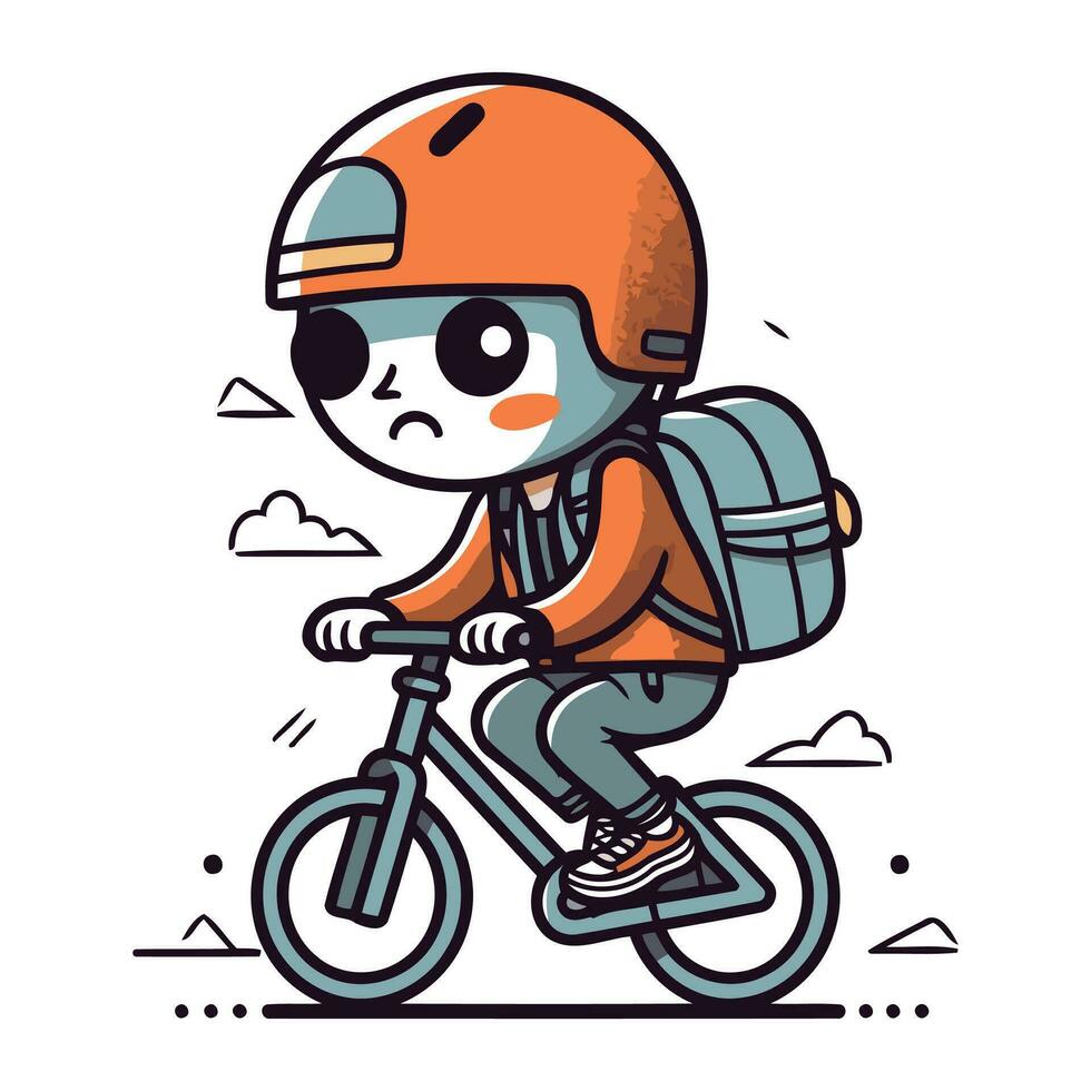 linda chico montando un bicicleta. vector ilustración en dibujos animados estilo.