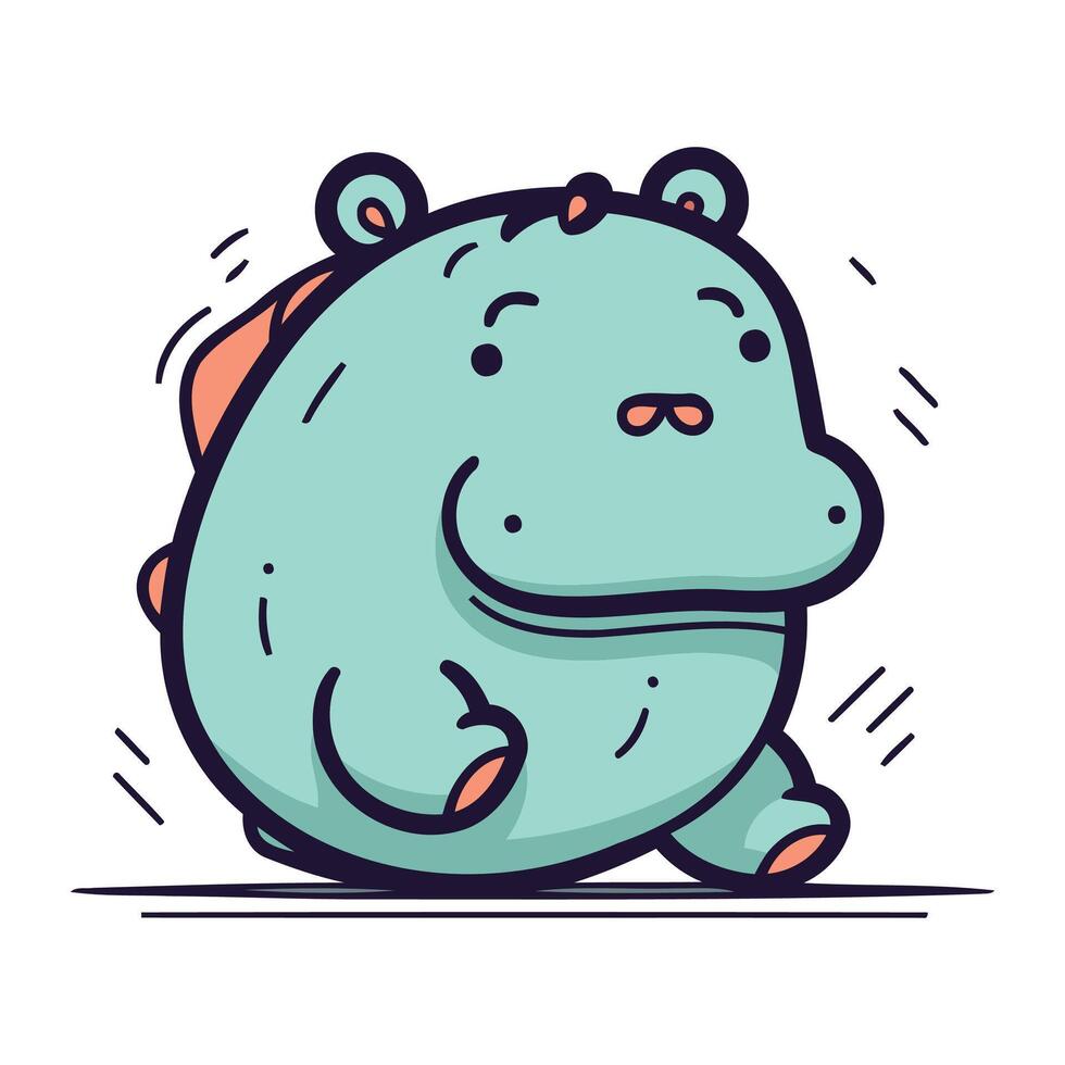 Cute cartoon hippopotamus. Vector illustration in a flat style.